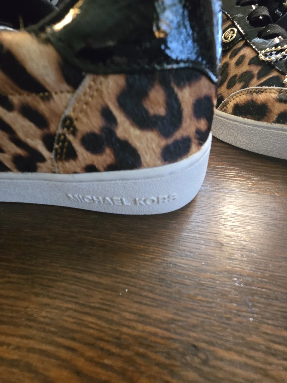 Michael Kors Black and Brown Leopard Print Sneaker